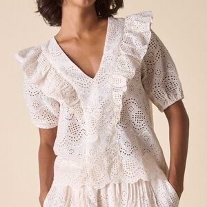 St Roche Fox Top Organic Cotton Eyelet Embroidered in "Vanilla" Size 4 NWT!
